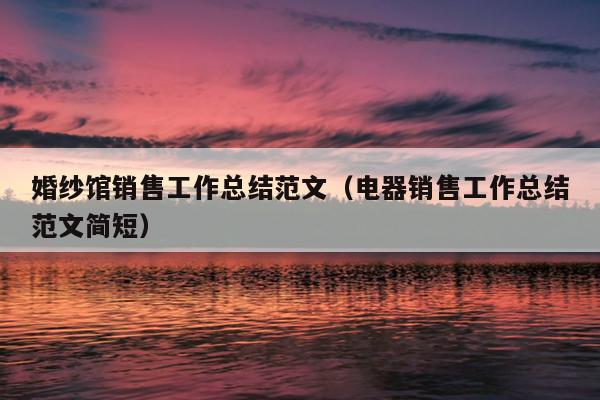 婚紗館銷售工作總結(jié)范文(電器銷售工作總結(jié)范文簡(jiǎn)短)